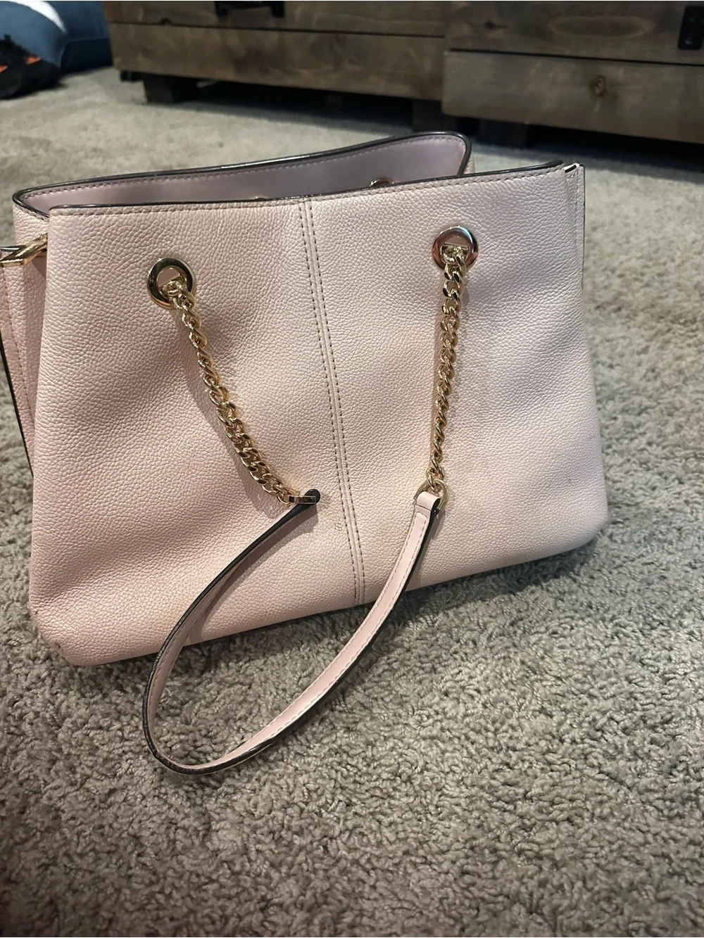 MICHAEL KORS Pale Pink Pebbled Leather Chain-Handle Shoulder Bag